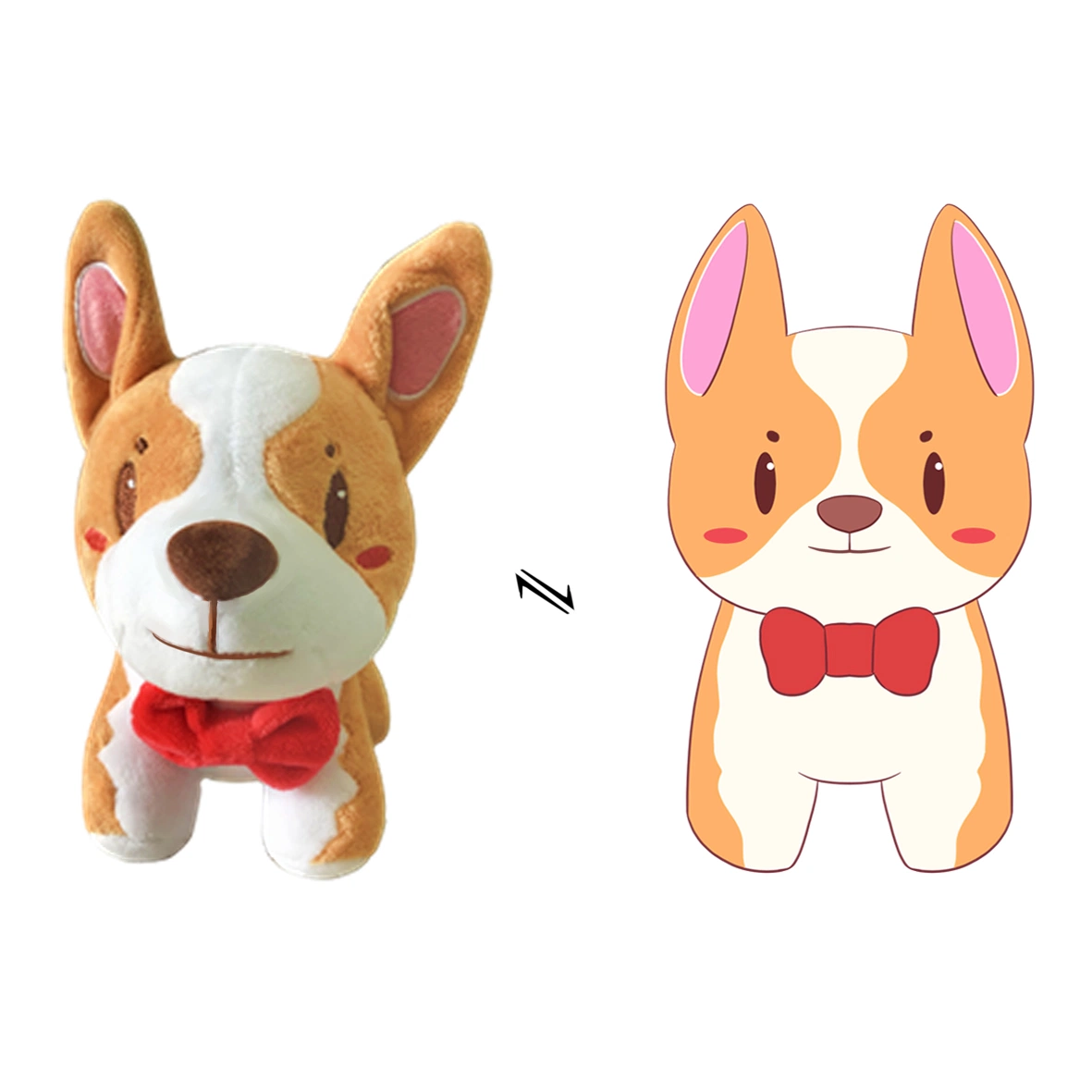 Cute Plush Cartoon Corgi Dog Plush Toys Custom Lovely Soft Cartoon Plush Toys Stuffed Animal