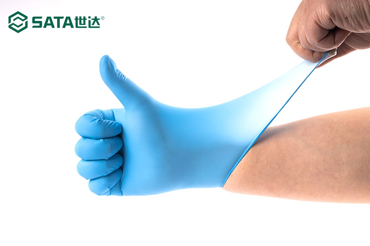 SATA PPE (Apex Tool Group) Blue Powder Free Waterproof Nitrile Disposable Gloves