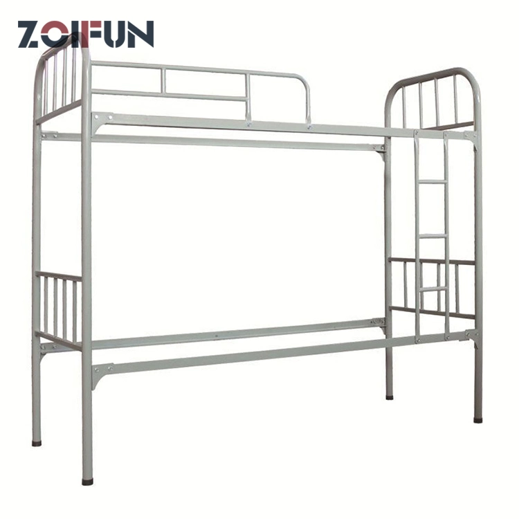 High Popularity School Dormitory Kids Grey Metal Bunk Bed with Ladder for School Student