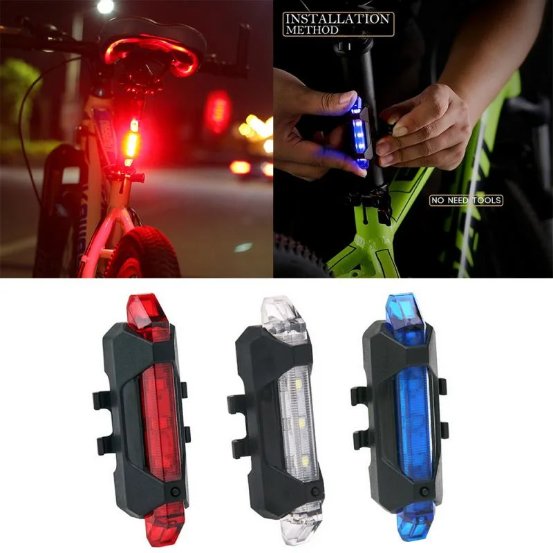 RGB Brightenlux Carga USB 3 en 1 IP45 Resistente al agua de la función de memoria 5 modos de seguridad estilo Reloj LED COB Bicicleta Luz