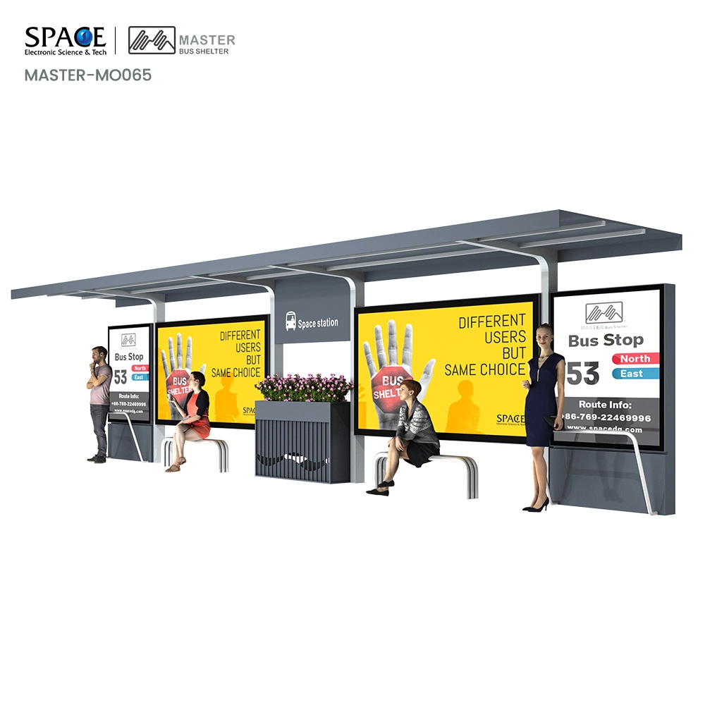 Smart City Stainless Steel Bus Shelter and Digital Bus Station USB / WiFi / Stop Reporting System