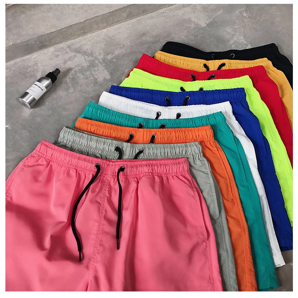 Shorts de baño multicolores para hombres en tallas grandes, de poliéster y color sólido, ideales para la playa en verano