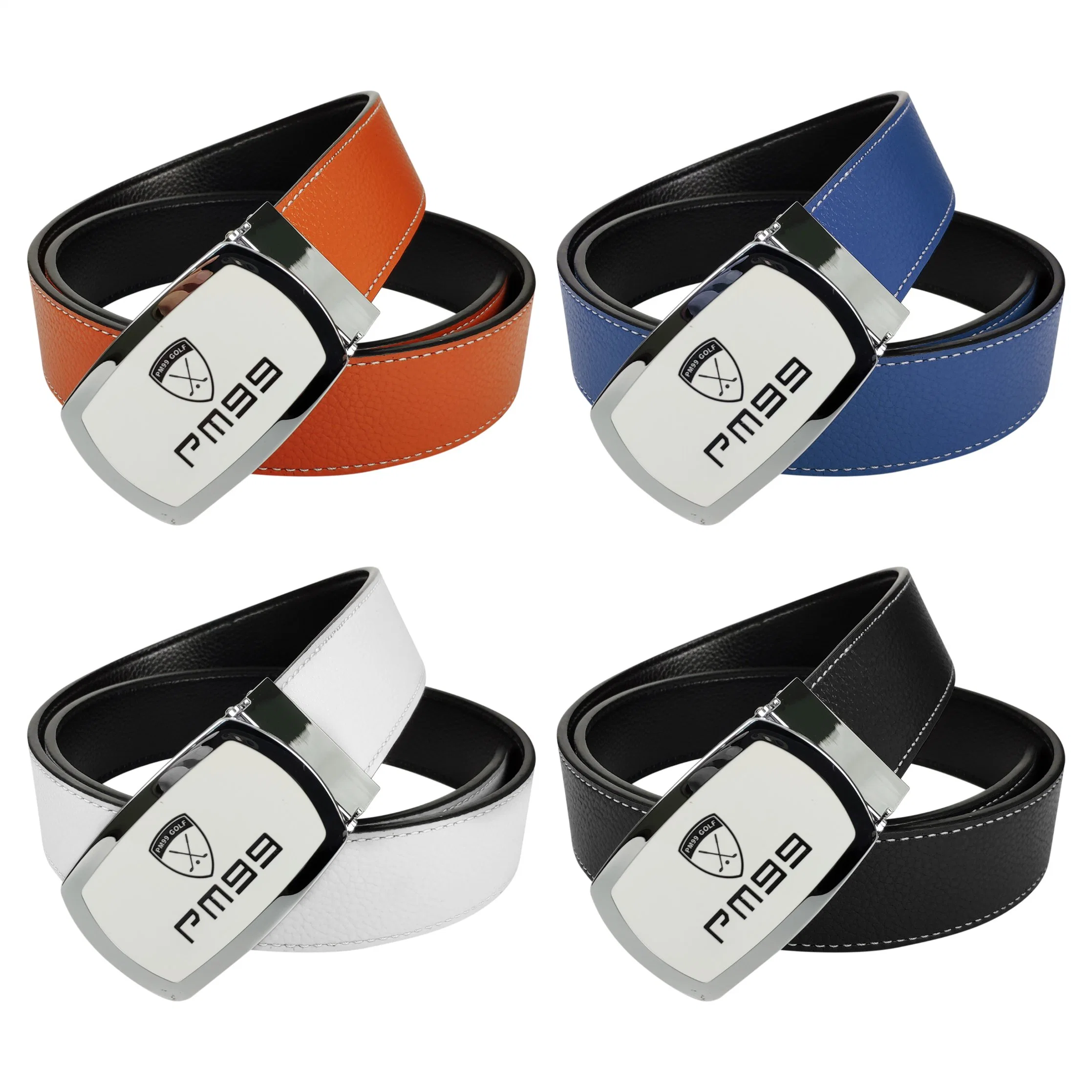 Wholesale/Supplier Mens Colorful Golf Cowskin Belt with Smooth Buckle