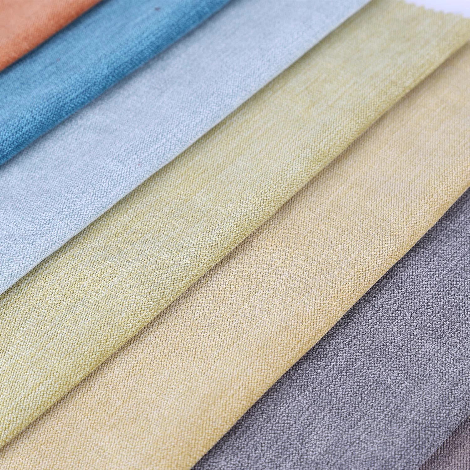 100% Polyester Woven Plush Velvet Chenille Imitation Linen Dyed Plain Stripe Fabric for Furniture Sofa Cushion Bedding Upholstery Cloth