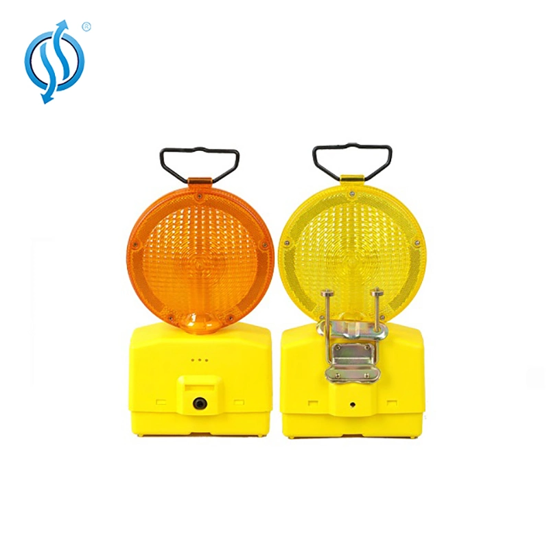 2-Sided Visibility Amber Type LED Battery Power Warning Lights Barricade Traffic Signal Flashing