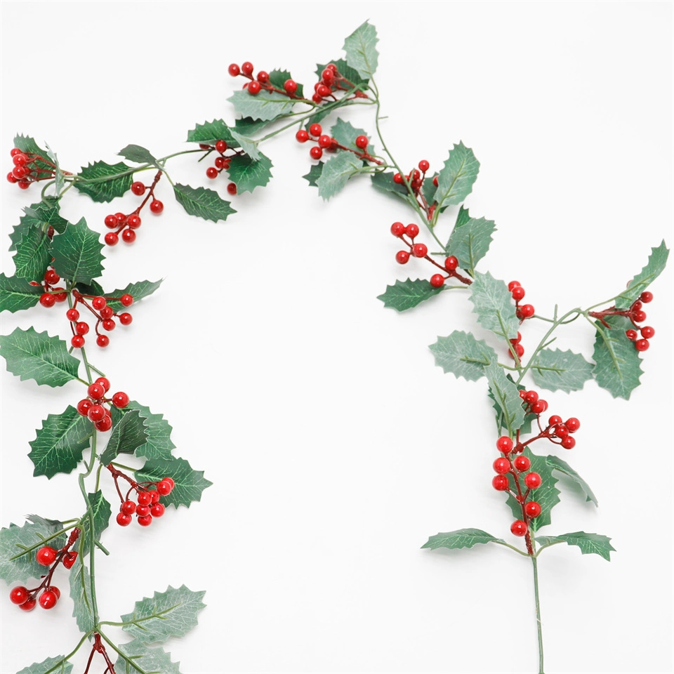 Hot Selling artificial Berry Green Leaf Long Vine decoração de Natal Vinha longa