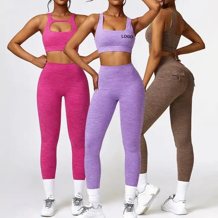 Wholesale/Supplier High quality/High cost performance  Cutout Design Yoga Sports Bra Gym Fitness Outfit Leggings with Pocket Women Active Wear Sets