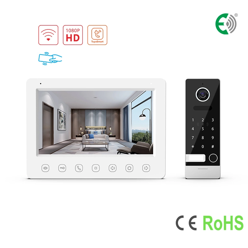 4-Wire WiFi 7" HD Home Security Interphone Door Bell Video Doorphone