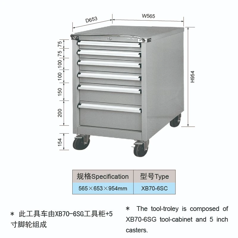 Taller personalizado Rolling/bloqueo Garage/Metal Tool Cabinets Trolley on Wheels