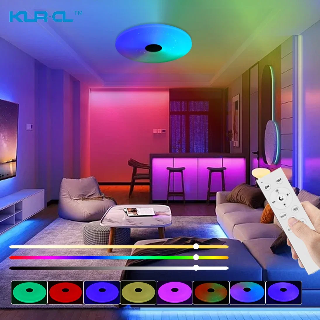 Auto RGB Flash Bluetooth RGB LED lámpara de techo para interiores