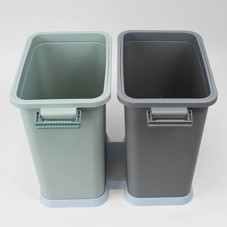 Home Grey Blue Garbage Bin Customizable Size Plastic Storage Rubbish Bucket Stackable Household Tr