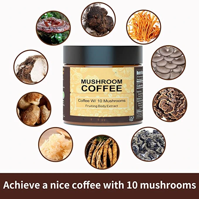 Instant Coffee Mushroom Powder Super Blend Mushroom Coffee Private Label Organic Mushroom Coffee