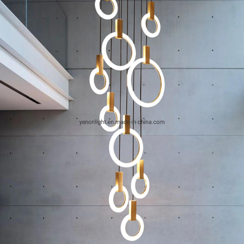 Décoration maison Cercle d'éclairage intérieur lustre Poignée de commande des feux de lampe à LED