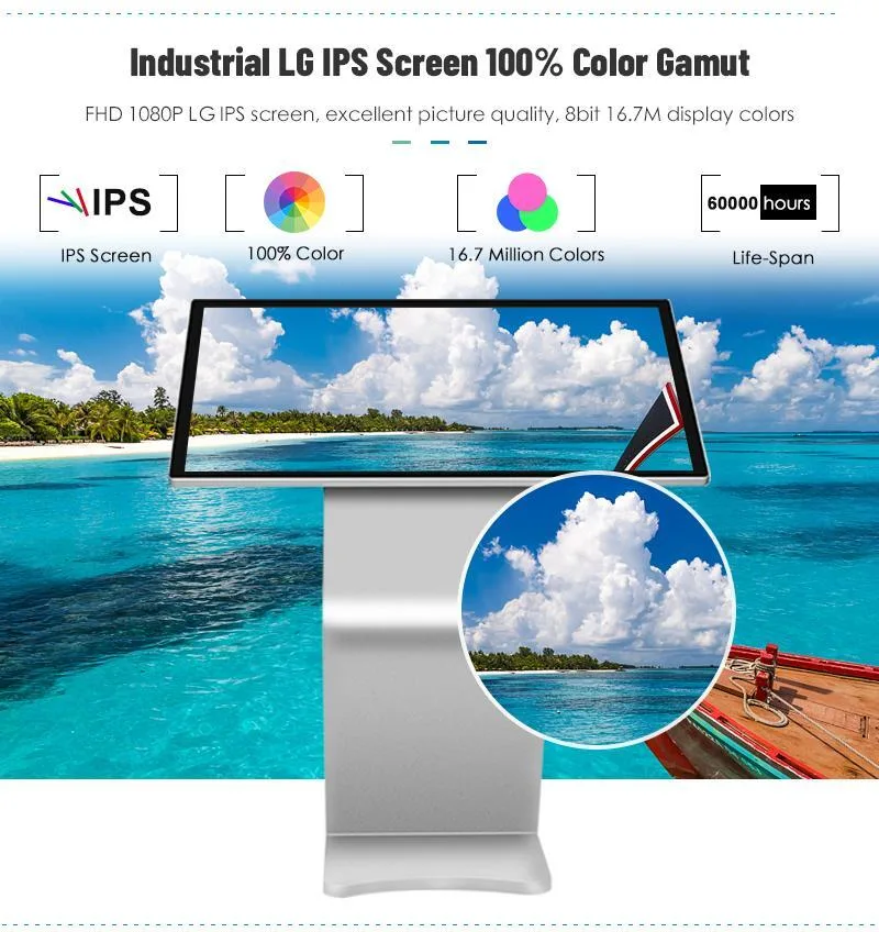 4K Ultra-Thin Horizontal Restaurant 55 Zoll Bodenstand Werbung Panel Android Internet Totem LCD Touchscreen Interaktiver Kiosk Digital Signage Anzeigen