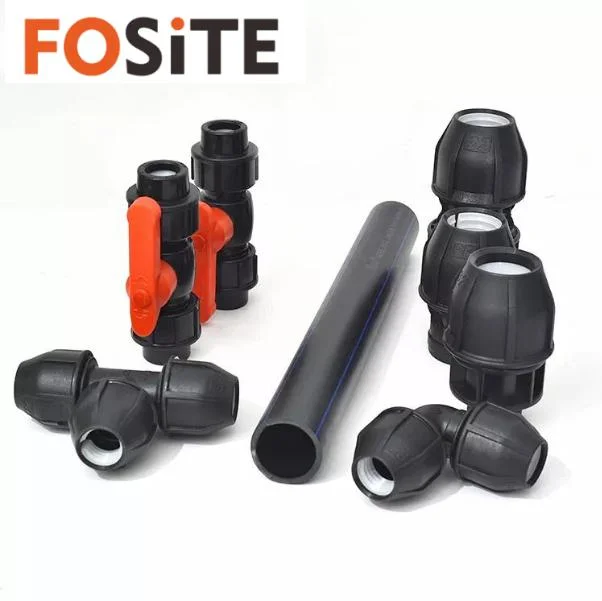 Fosite China Supplier Pntek Top Quality Pipe Fittings Exclusive Design PP Compress Ball Valve 1/2" - 4" Inch Black Body HDPE Fittings