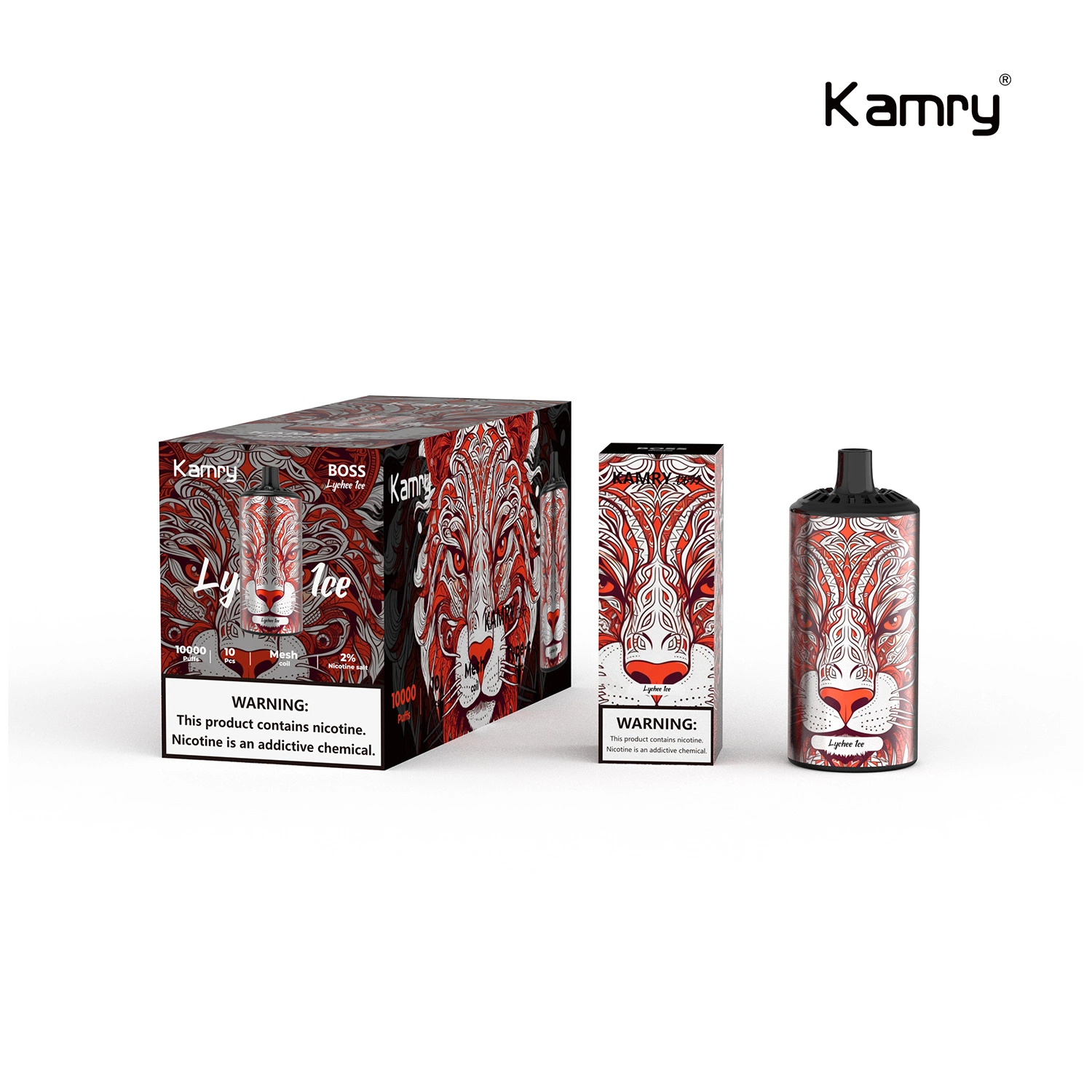 20ml Kamry Boss 10000 Puffs Two Types of Resistance Values Mecha Engine Cool Pattern Sticker Delicious and Breathable Disposable/Chargeable Vape