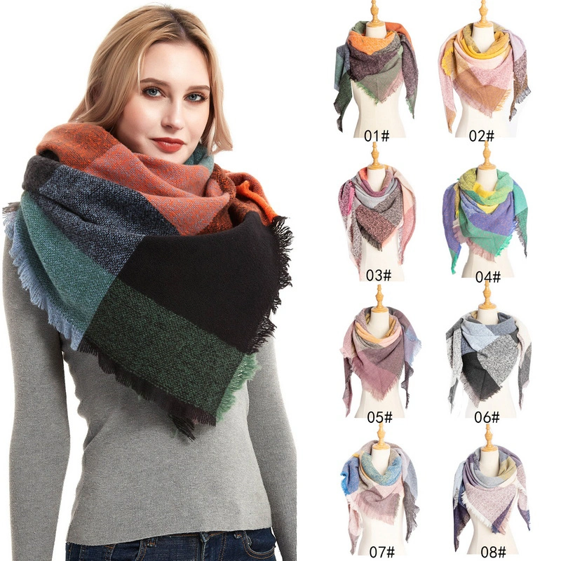 Fashion Women Thick Triangle Neck Scarf with Tassels