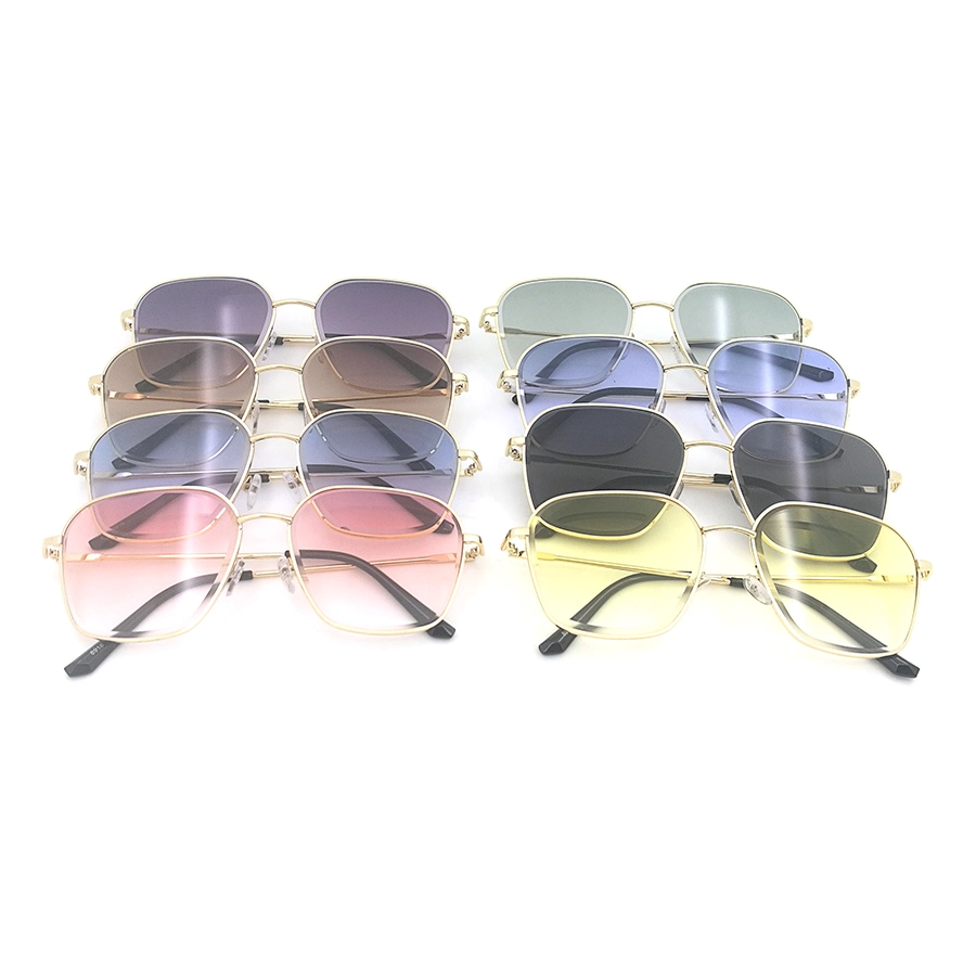 Manufacturer Oversized Colorful Frame Fashionable Sun Glasses Metal Sunglasses for Ladies