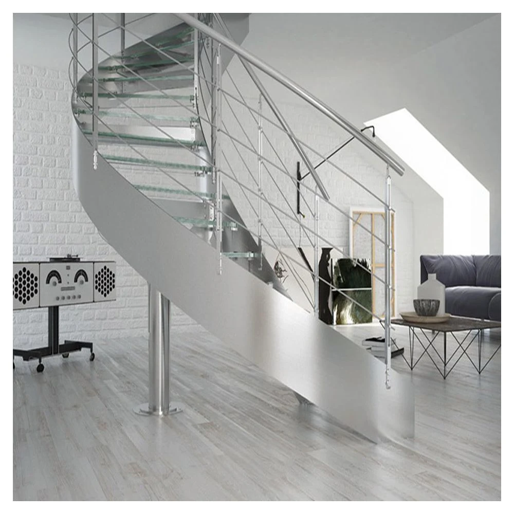 Customized Spiral Staircase Curved Staircase Stainless Steel Handrail