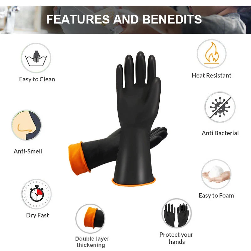 55cm Long Acid Alkali Proof Wear-Resistant Work Safety Chemical Resistant Rubber Gloves Latex Guantes Trabajo Industrial