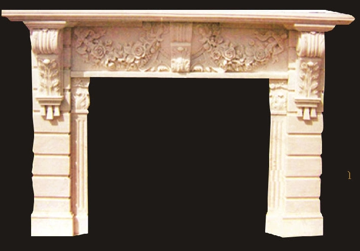 White Indoor Marble Fireplace (YXFP-007)