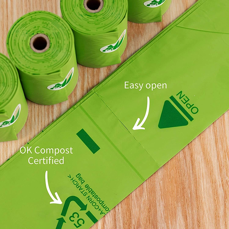 Corn Starch PLA Pbat Biodegradable Bags Poo Waste Bags Dog Poop Plastic Garbage Bags on Roll with Paper Core