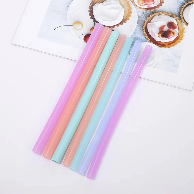 Portable Foldable Collapsible Reusable Silicone Drinking Straw Case with Brush