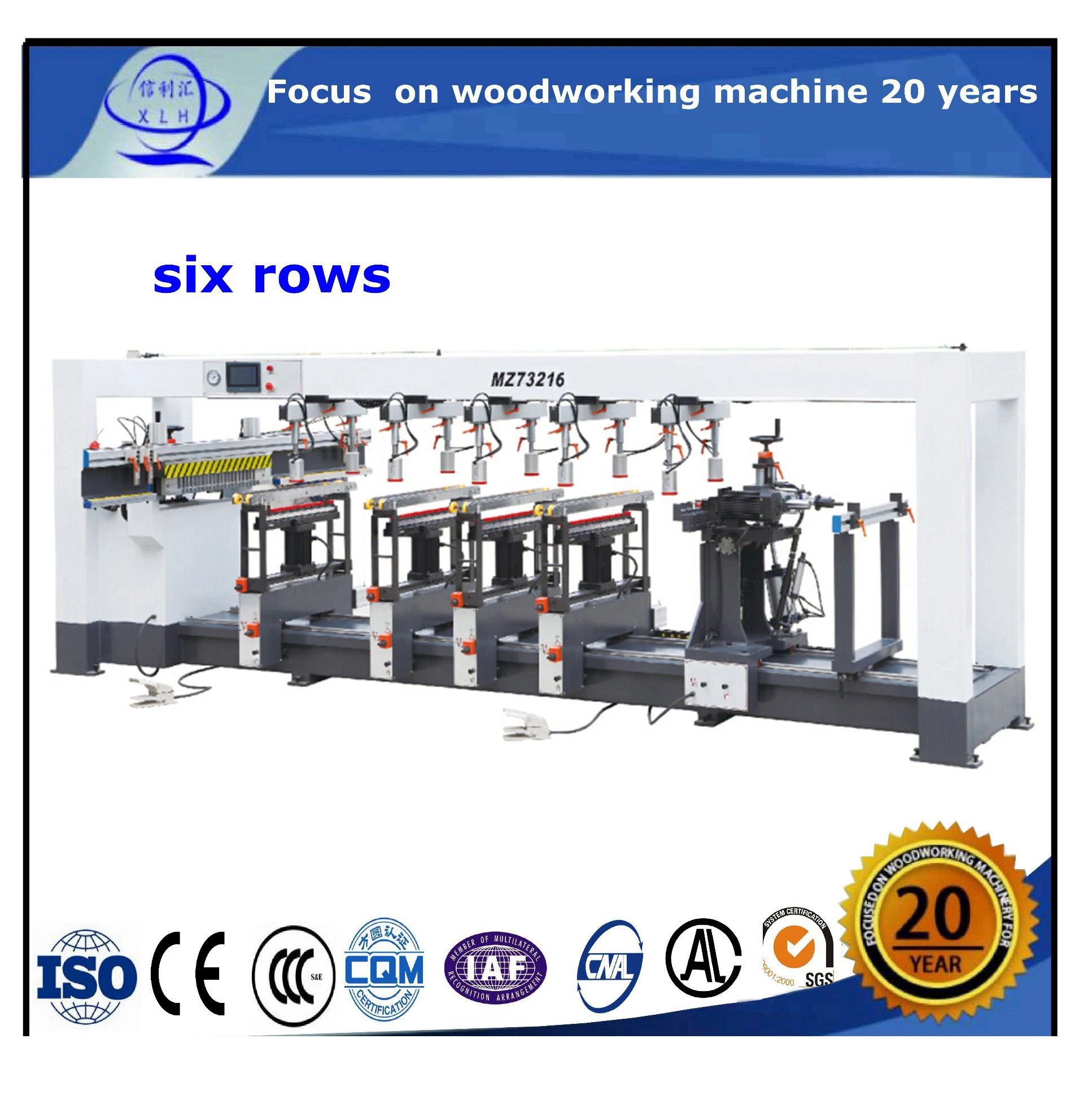 Furniture Manufacturing Six-Row Woodwork Drilling Machine/ Multi Line Eight Rows Wood Horizontal Boring Machine/ Circular Universal Drilling Machine