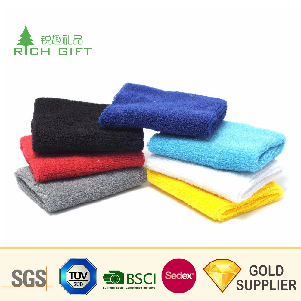 Manufacturer Custom Fashion Embroidery Logo Twill Athletic Sweat Band Design Sponge Plain Headband Terry Cloth Sport Cotton Wristband for Promotional Gift Set