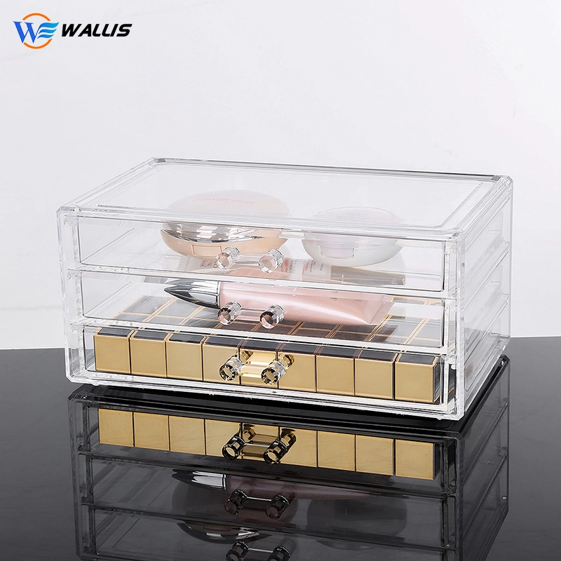 Transparent Drawer Type Acrylic Injection Box Wholesale/Supplier Custom 3-Layer Desktop Storage Box