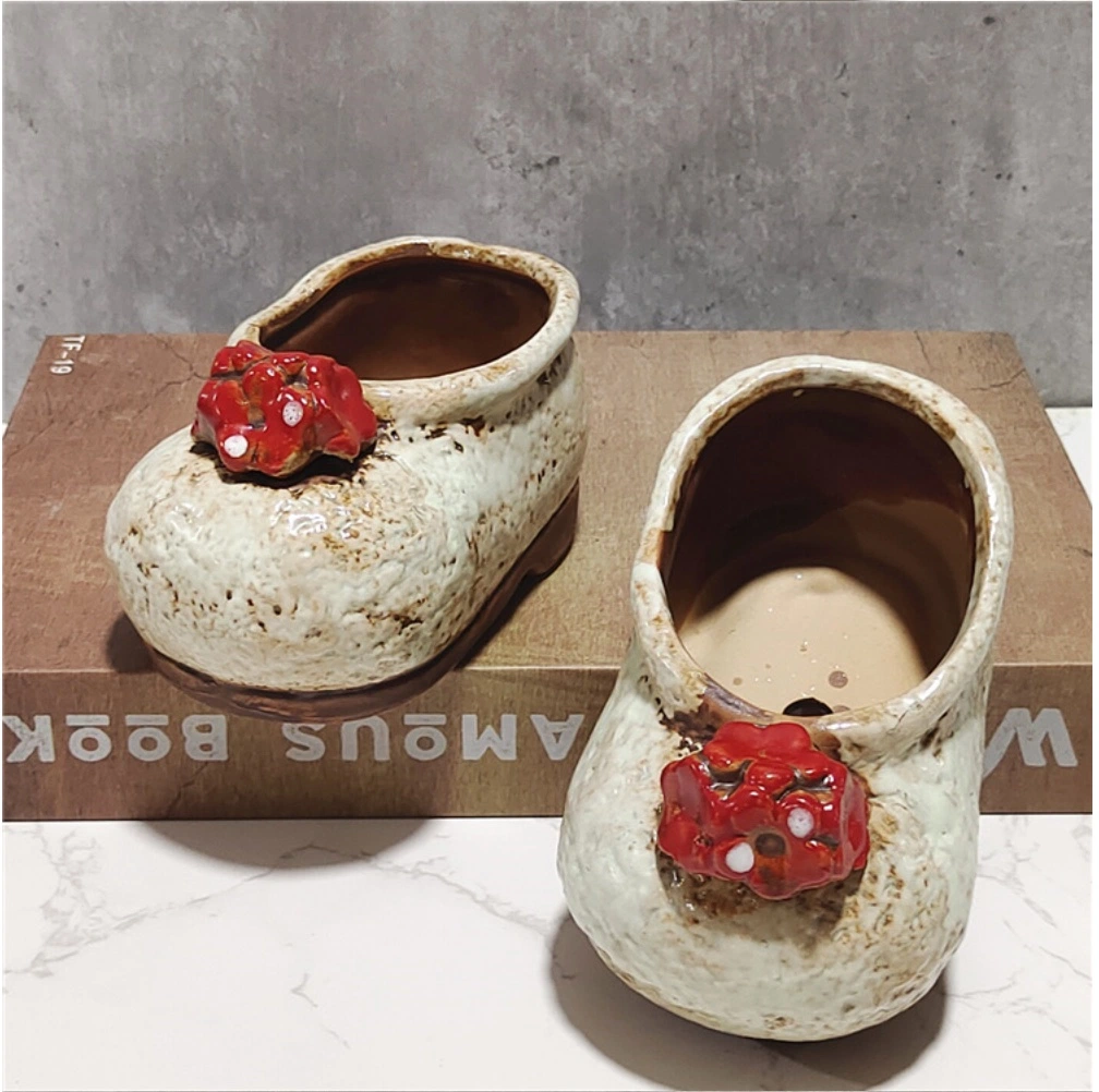 Cute Little Shoes Ceramic Succulent Plant Flower Pot Three-Dimensional Pot