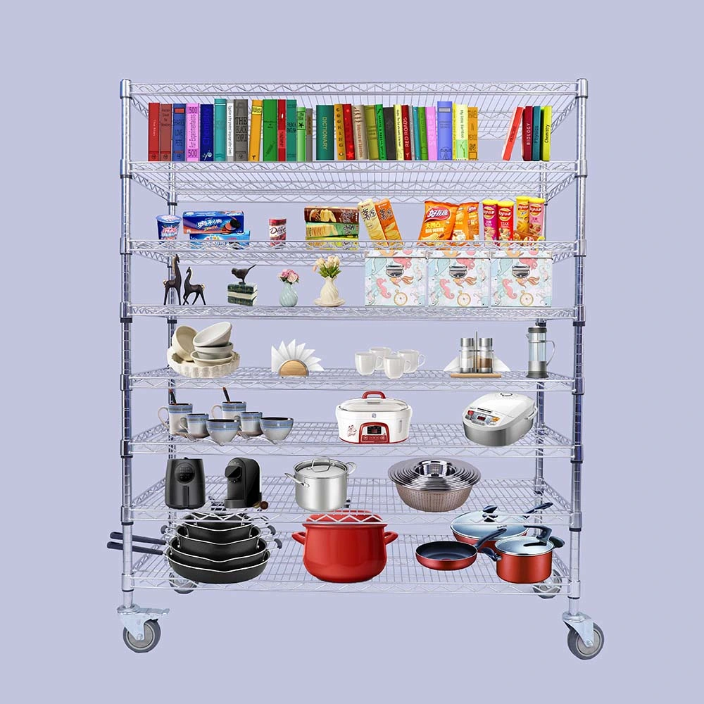 Heavy Duty Storage Home Use Rolling Wire Shelf Metal Steel Wire Rack