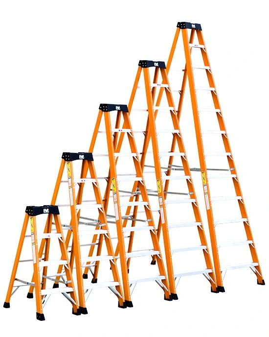 Warehouse Safety Assured Fibreglass 6 7 8 Step with Platform Combination Industrial Ladders