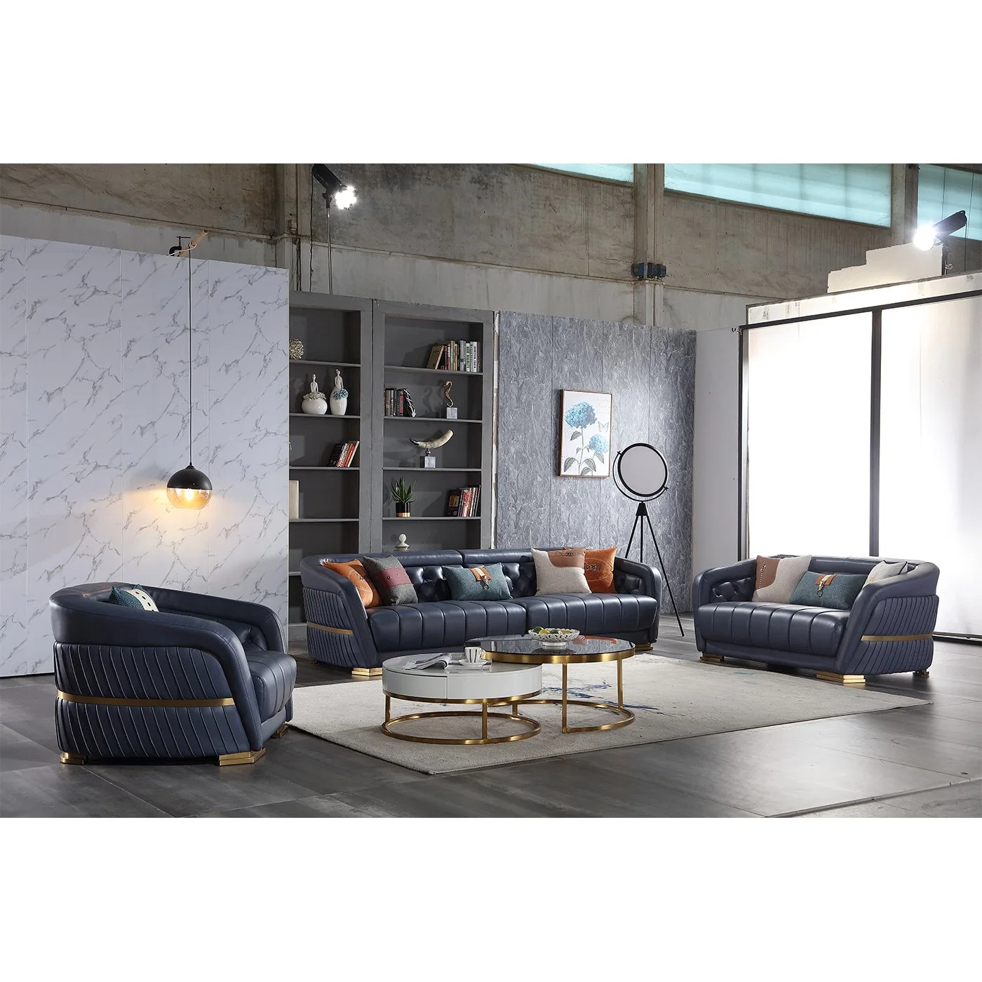 Modern Home Furniture Luxury Sectional Couch Settee Set Fabric Leather Sofa for Living Room