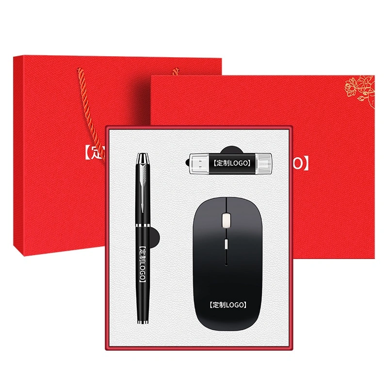 Custom Corporate Advertising Gift Set Video Card Set of USB Flash Drive Pen Keychain Gift Set