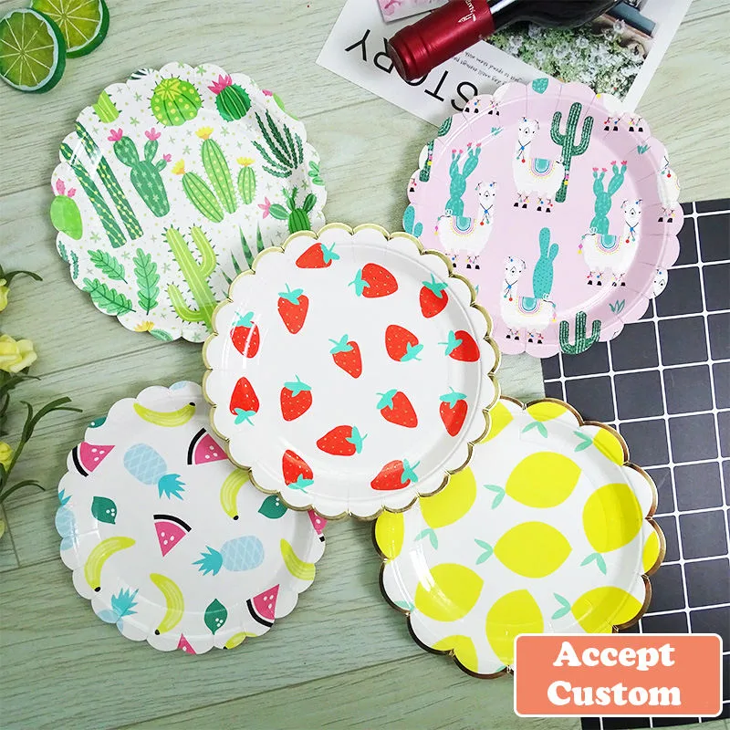 10PCS Custom Special Shaped Baby Shower Birthday Party Table Decoration Christmas Tableware Set Disposable Paper Plates