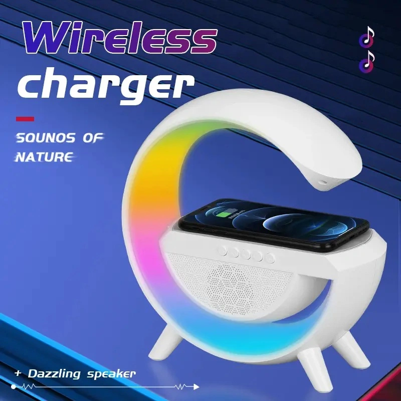 New Multifunctional RGB Wireless Charging Atmosphere Table Lamp for Bedside LED Night Light Portable Stereo Mini Speaker