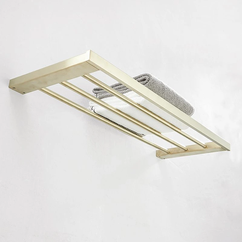 Wall Mounted Square Golden Stainless Steel Bathroom Towel Holder Towel Shelf Bathroom Towel Rack