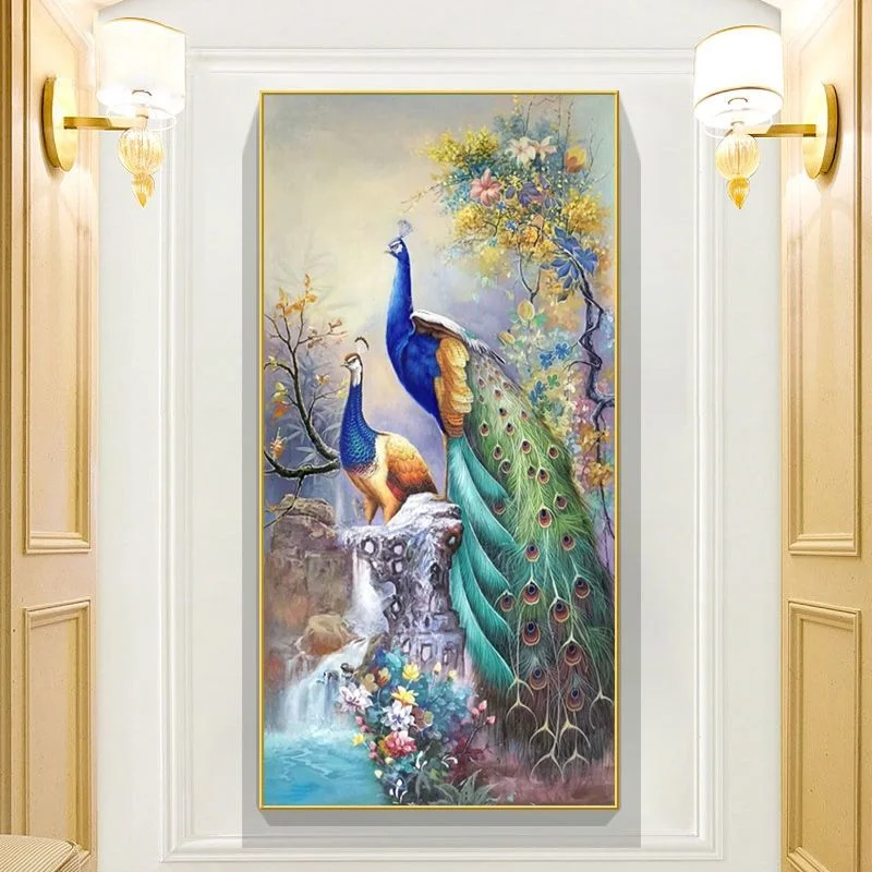 Colorido Peacock 3D Wall Art Diamond DOT Painting Sala de estar Decoração