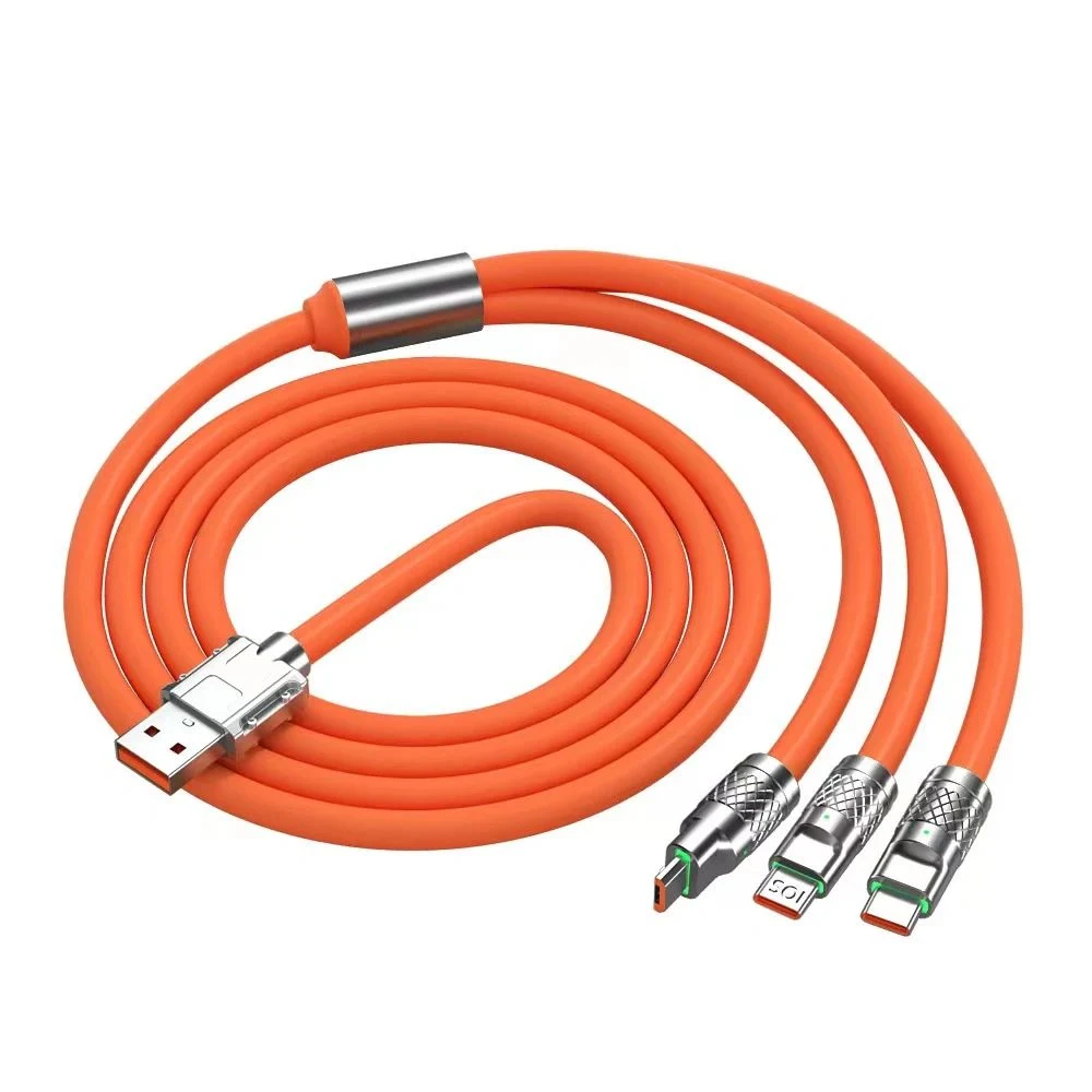 Environmentally Friendly Nylon Data Cable Suitable for USB Devices Such as Android I Phone, 3-in-1 1.5 Meters, 2 Meters, and 3 Meters