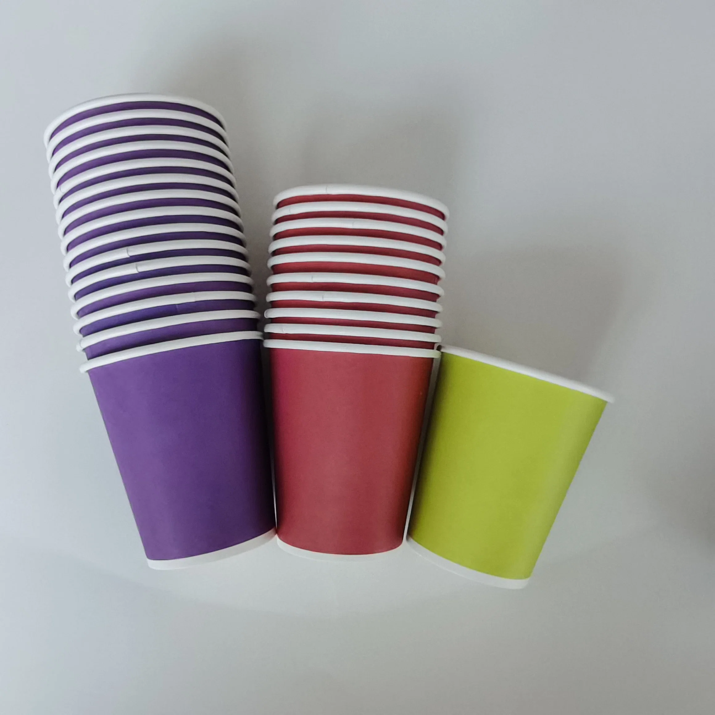 Tasses en papier non plastique jetables à paroi simple ou double Rainbow Color