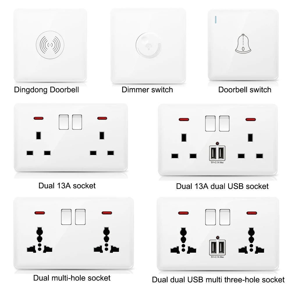 Factory Universal Standard Double Switched and Socket Outlet 13A Electric Wall Socket Switch