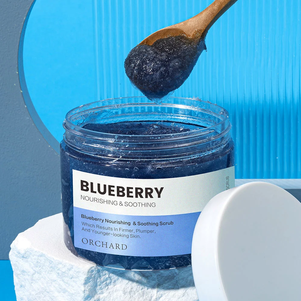 O logótipo personalizado Body Care suaviza e pele macia e seca e rachada Blueberry Scrub