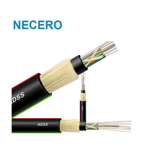 Necero Communication Single Mode G652D 24 Core 96core 144core ADSS Optical Fiber Cable.