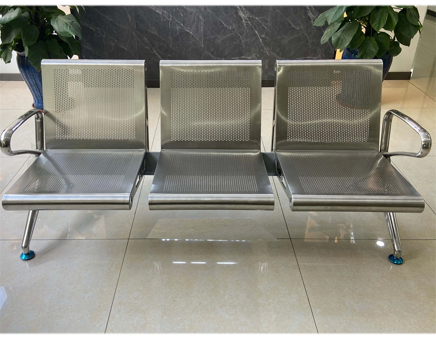 Public Furniture Visitor Steel 3 Seats Bench Airport Hospital Reception Waiting Chair