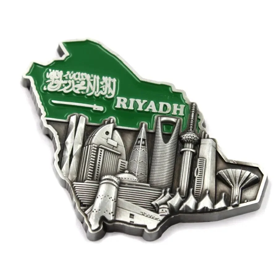 Factory Custom Saudi Arabia Badge Metal Souvenir Gift Coconut Tree Saudi Arabia National Day Flag Enamel Saudi Pins Badge