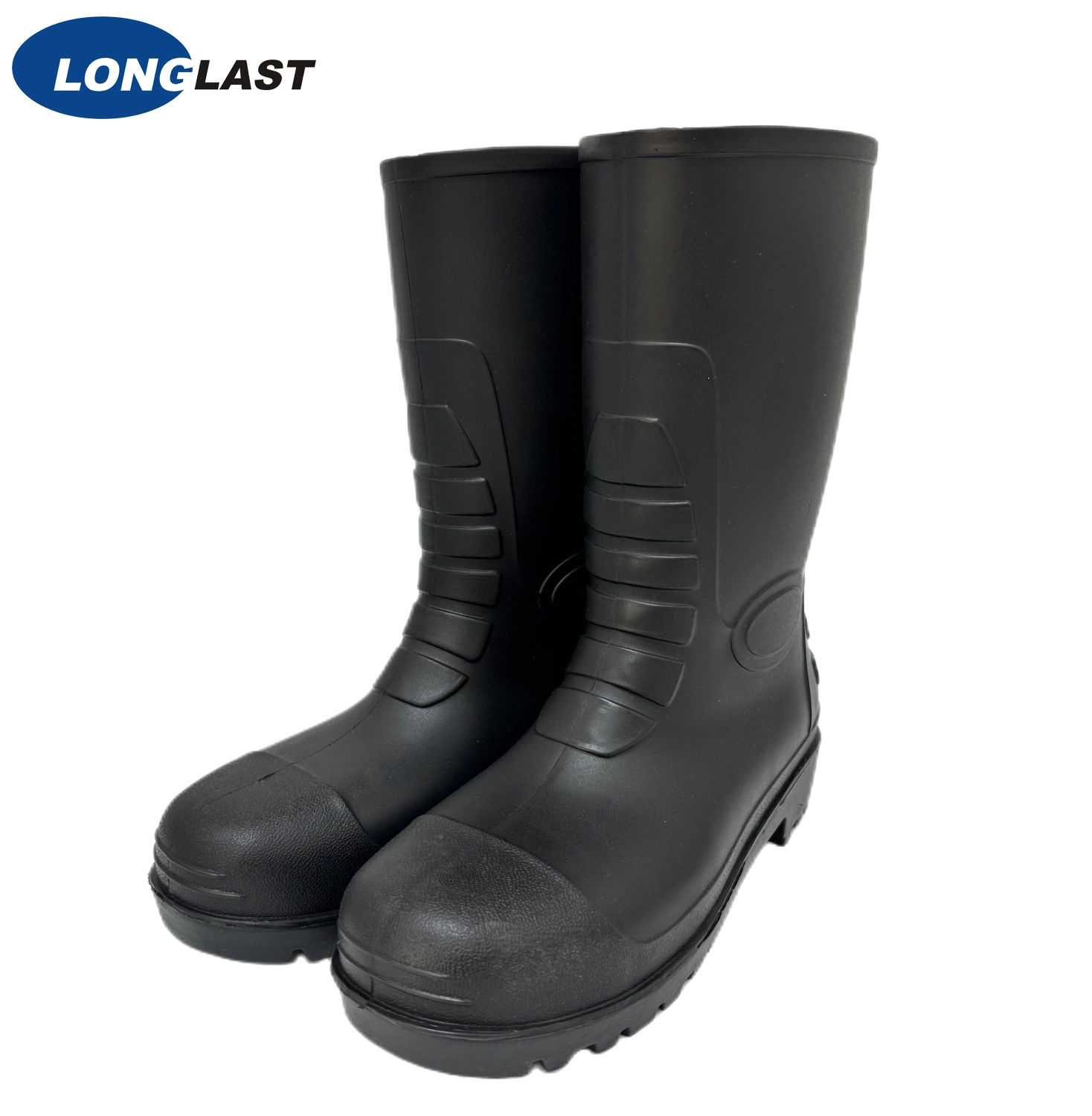 Black Low Steel Toe Cap and Midsoles Acid and Alkali Resistant Slip Resistant PVC Work Safety Boots