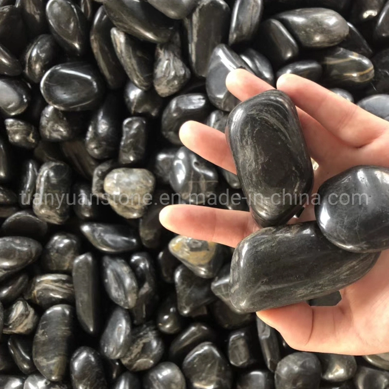 High Glossy Polished Black Pebble for Home Decoration, Garden Floor, Landscape