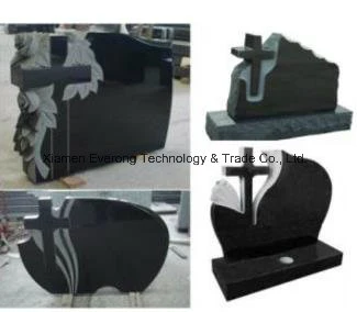 Cross Design Upright Headstone, Shanxi Black Cross Granite Tombstone From Factory Directly