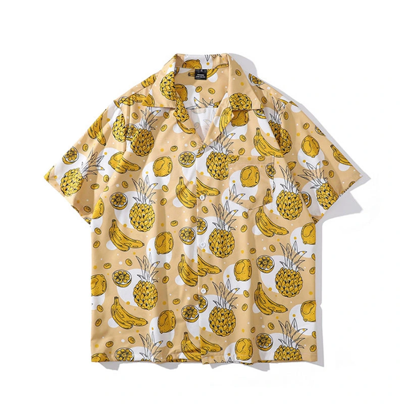 New Design Custom Your Logo Graphic Print Soft Fabric Hawaiian Shirt Beach Shirt for Men